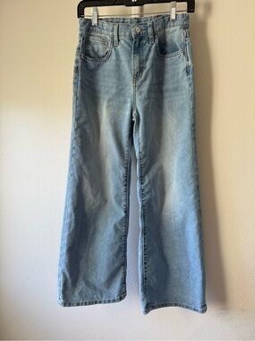 Girls Light Wash Wide Leg Jeans